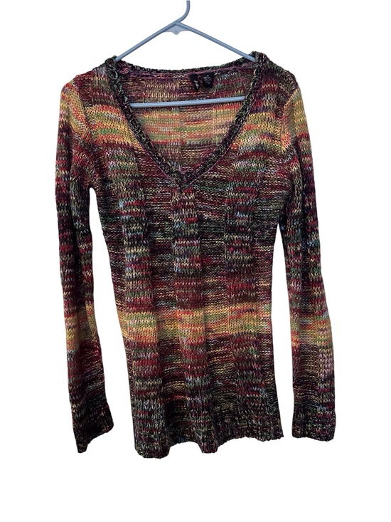 Ultra Flirt Sweaters - Ultra Flirt Multicolor Knit Sweater with Pink, Green & Purple Tones